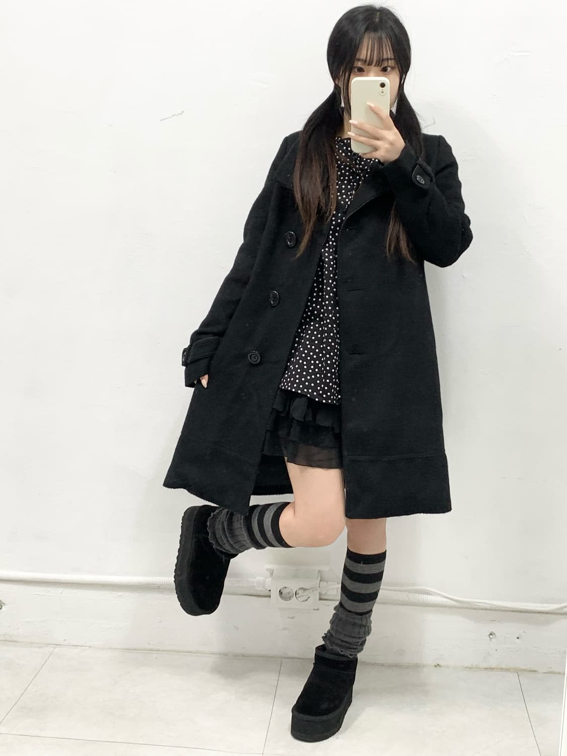 코디셋 ! 블랙 도트 판다 🐼 코트 코디셋 상품이미지2