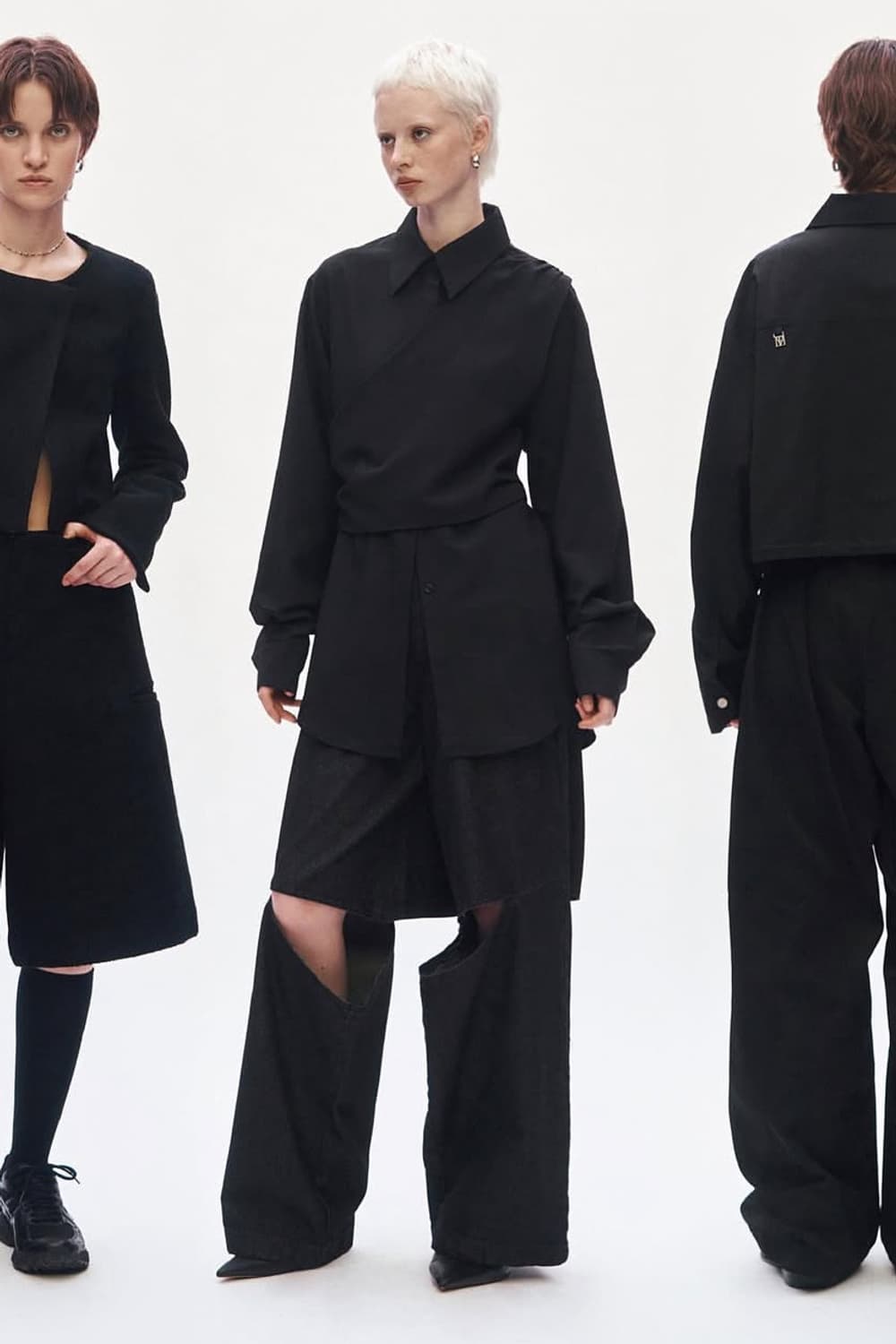 트리밍버드 랩 셔링 블라우스 블랙 상품이미지1