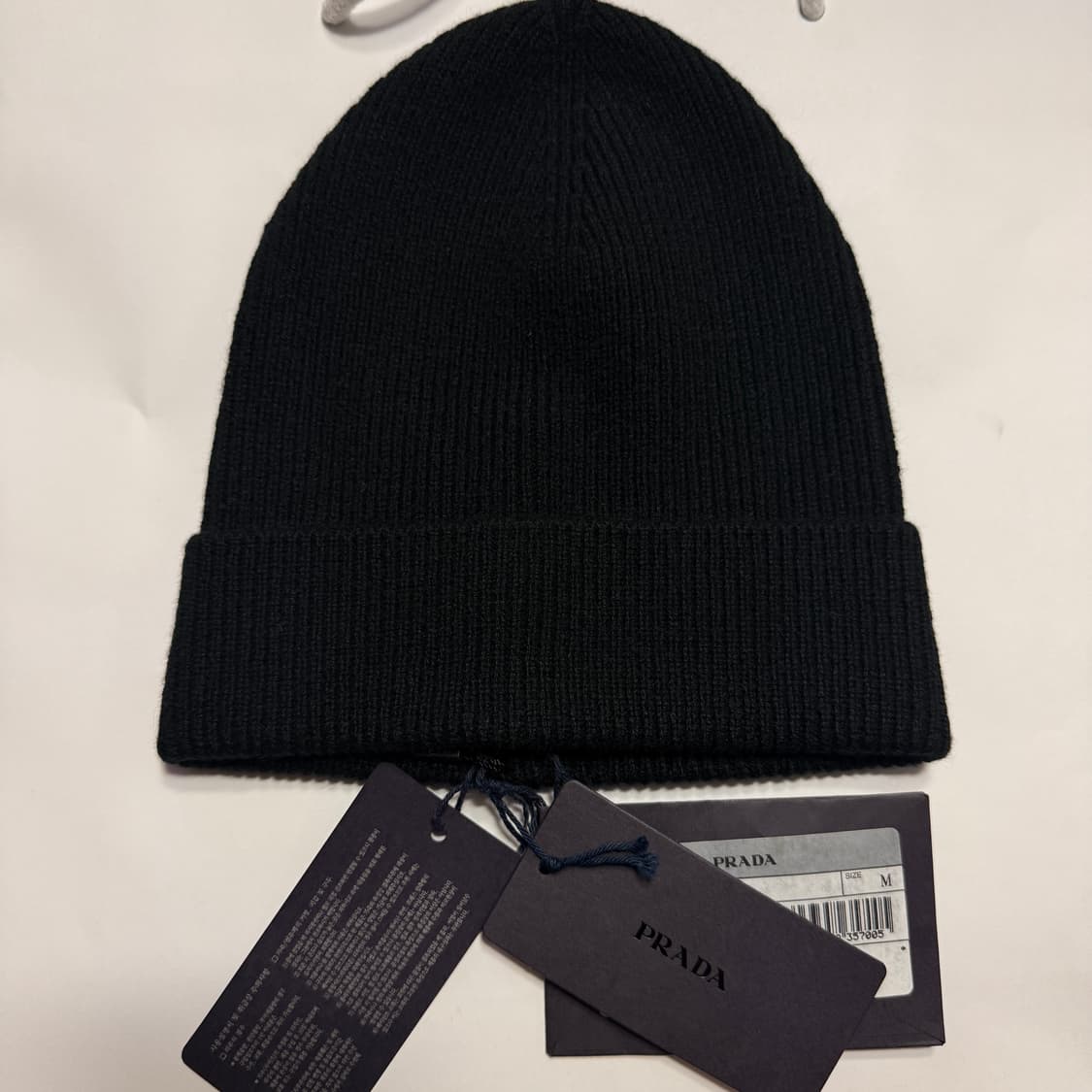 PRADA 프라다 캐시미어 100% 비니 모자 블랙 새상품 상품이미지1
