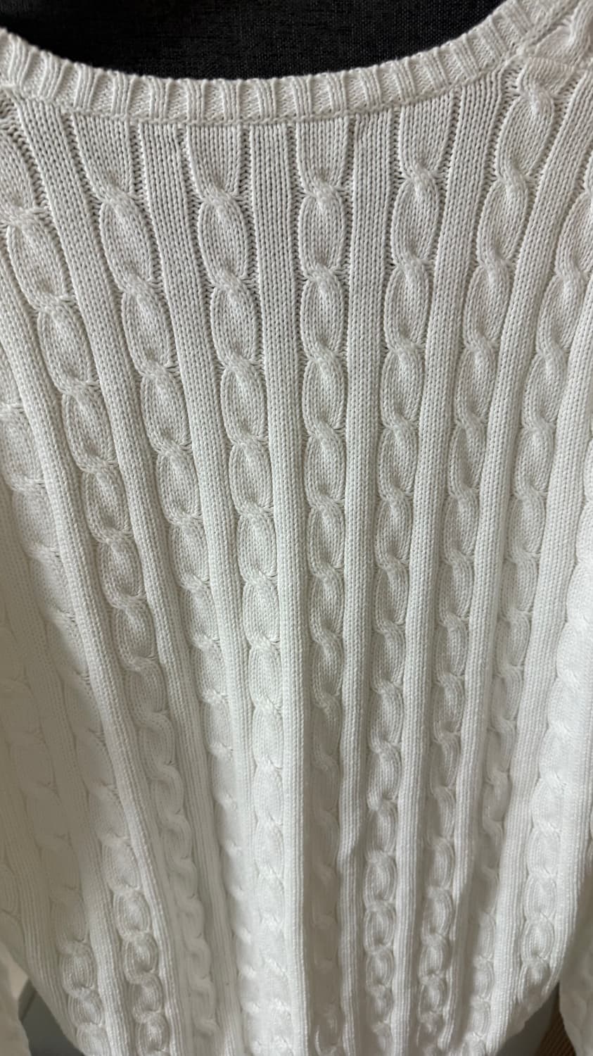 폴로 랄프로렌 브이넥 꽈배기 니트 (XL, 화이트) 상품이미지5