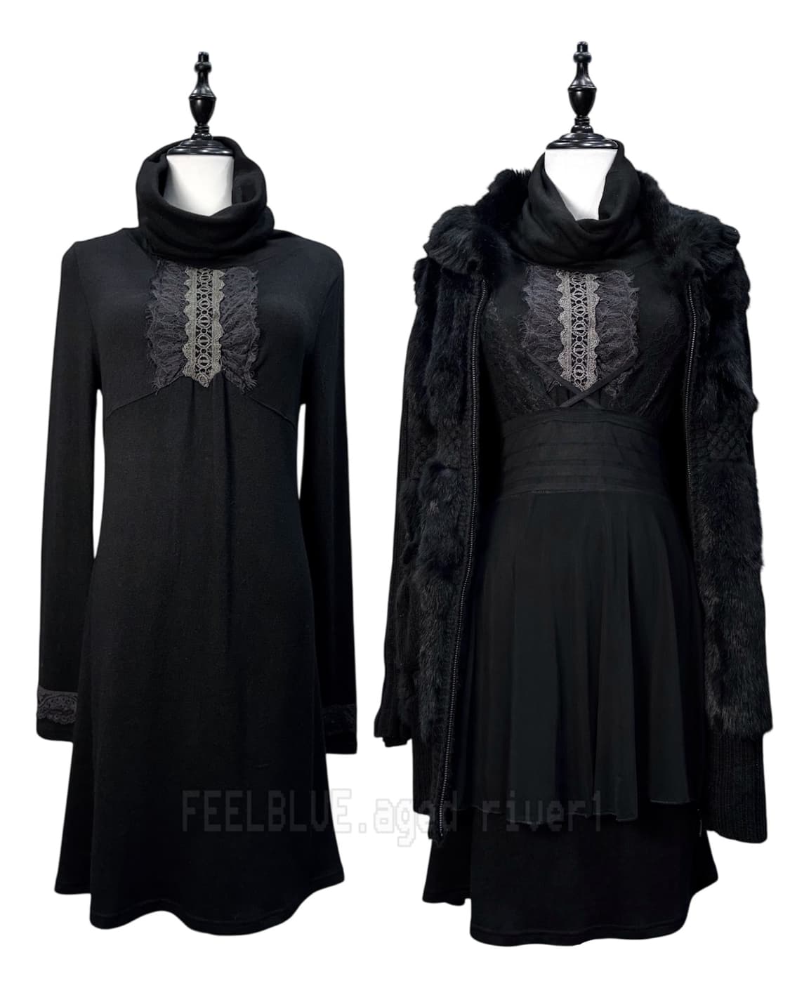 Slip Dress, OZZ ON,Fur jacket 3pcs Set 상품이미지4