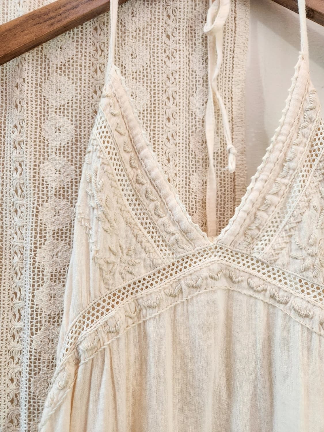 빈티지 ray beams 자수 홀터넥 원피스 블라우스 상품이미지1