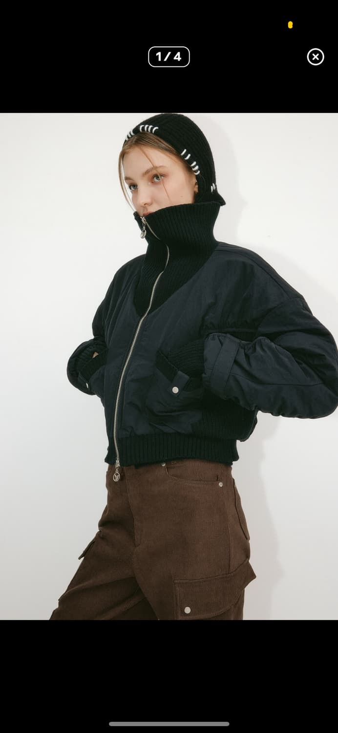 Yuse 유즈 KNIT BLOCK PUFFER SHORT JUMPER 상품이미지1