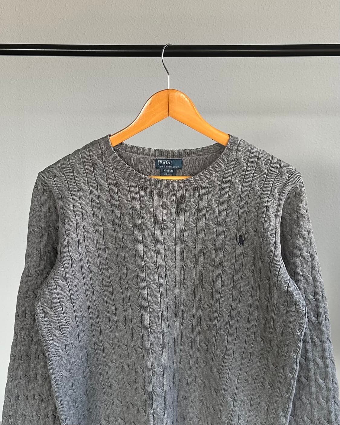 [L-XL]폴로 랄프로렌 그레이 케이블 니트 스웨터 상품이미지2