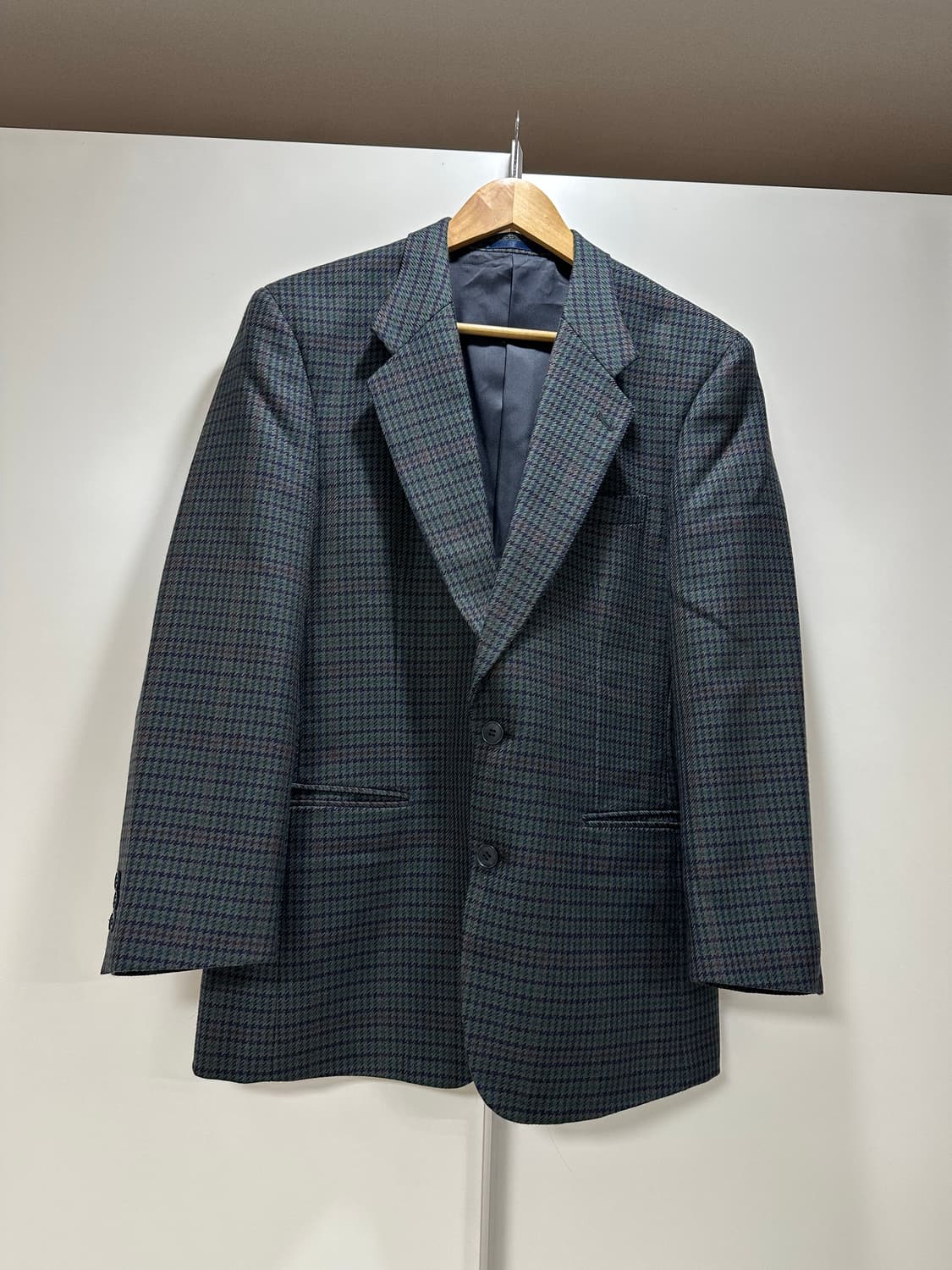 빈티지 체크패턴 울100자켓 상품이미지3