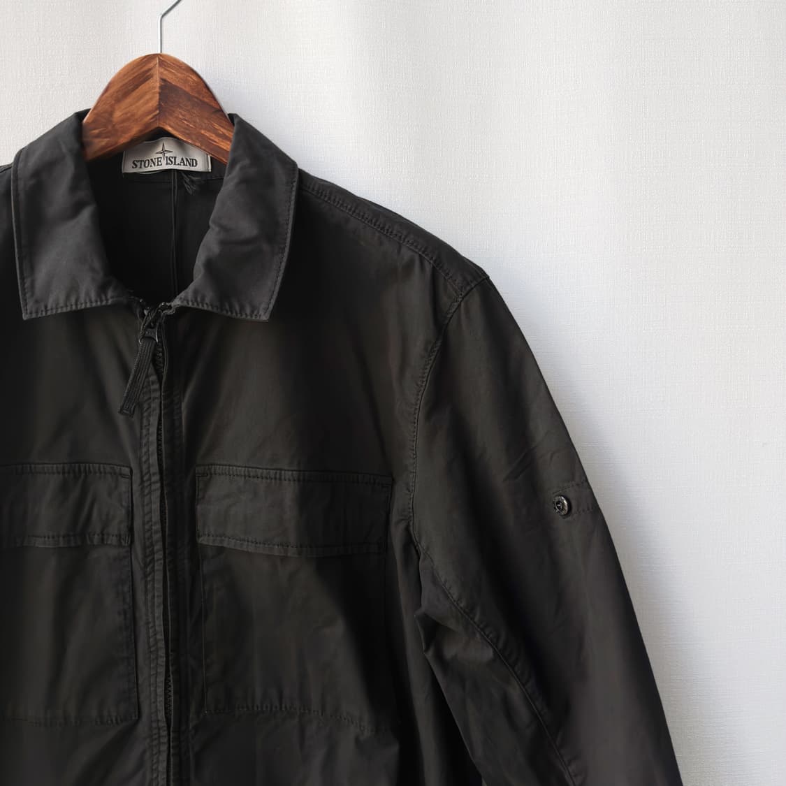 스톤아일랜드 수피마코튼 트윌 스트레치 TC 가먼트다이 셔츠 자켓 블랙 L 상품이미지3
