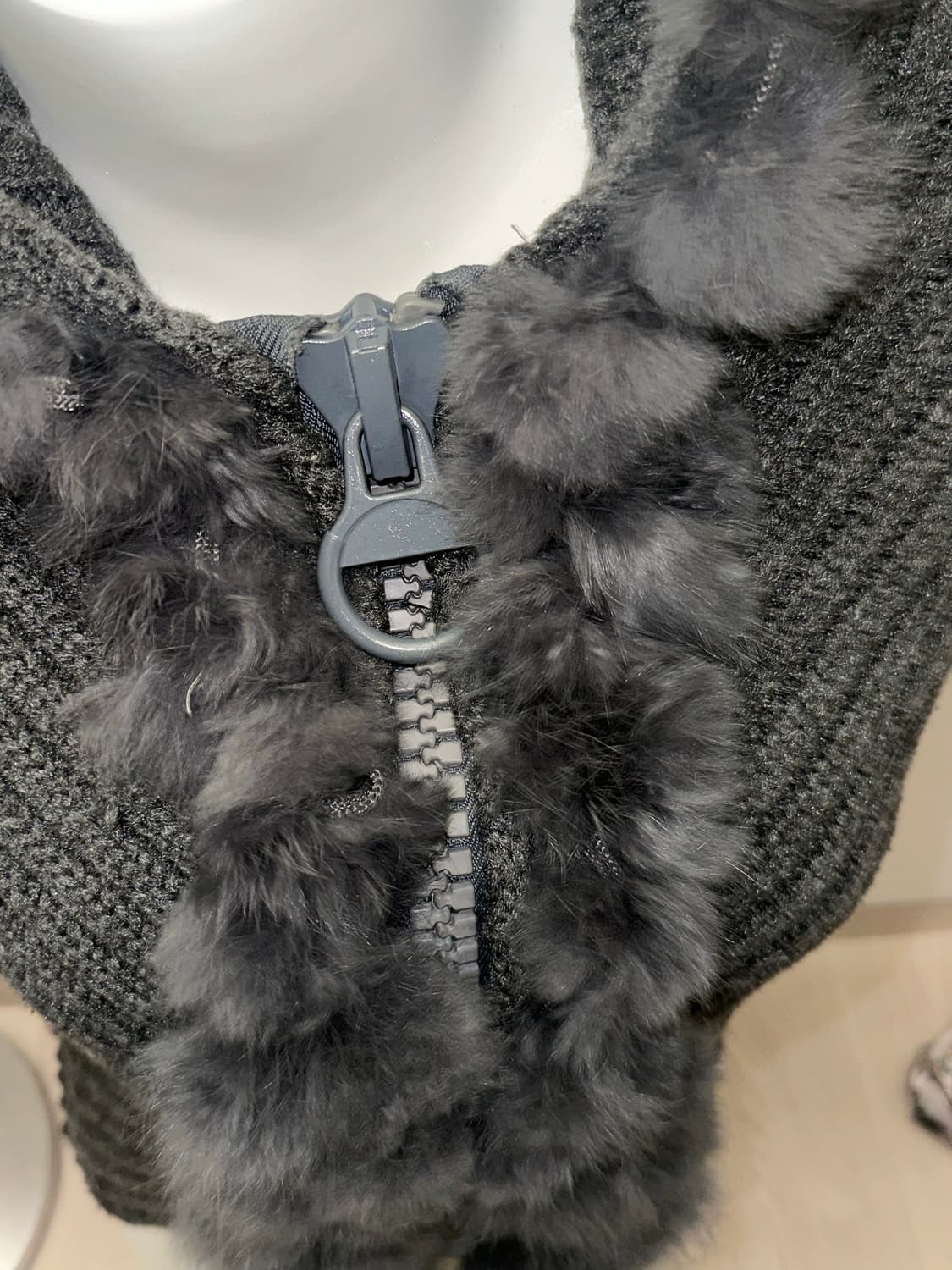 빈티지 퍼 니트 후드 집업 상품이미지2