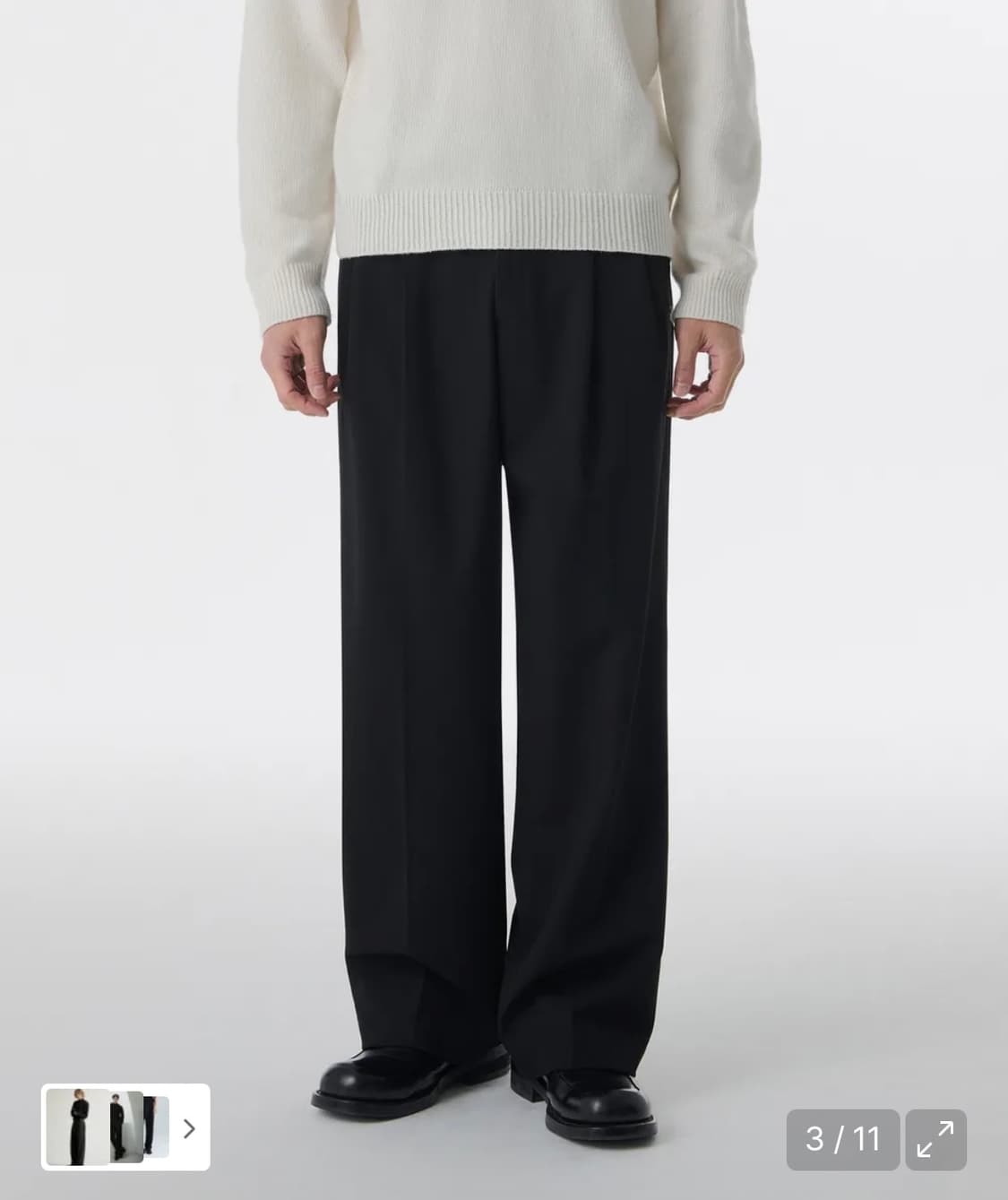 [30] 무탠다드 리얼 와이드 히든밴딩 슬랙스 블랙 상품이미지2