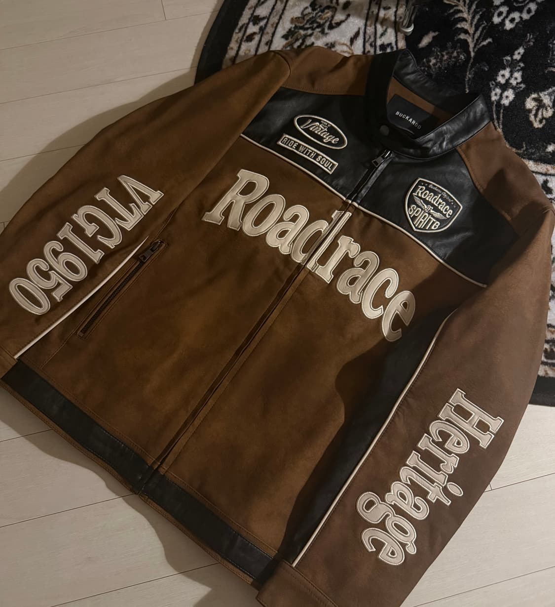 (M) 버커루 스웨이드 배색 라이더 자켓 상품이미지1