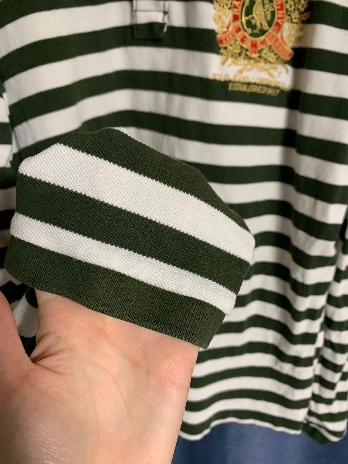 폴로진스 럭비셔츠 스트라이프 긴팔티 올리브 컬러 상품이미지5