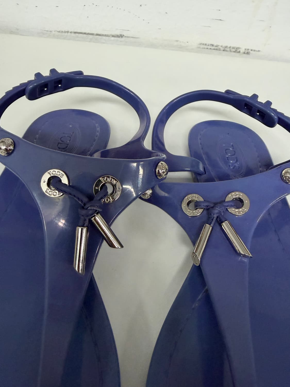 정품) TODS 토즈 여성 블루 젤리 쪼리 샌들 37 상품이미지4
