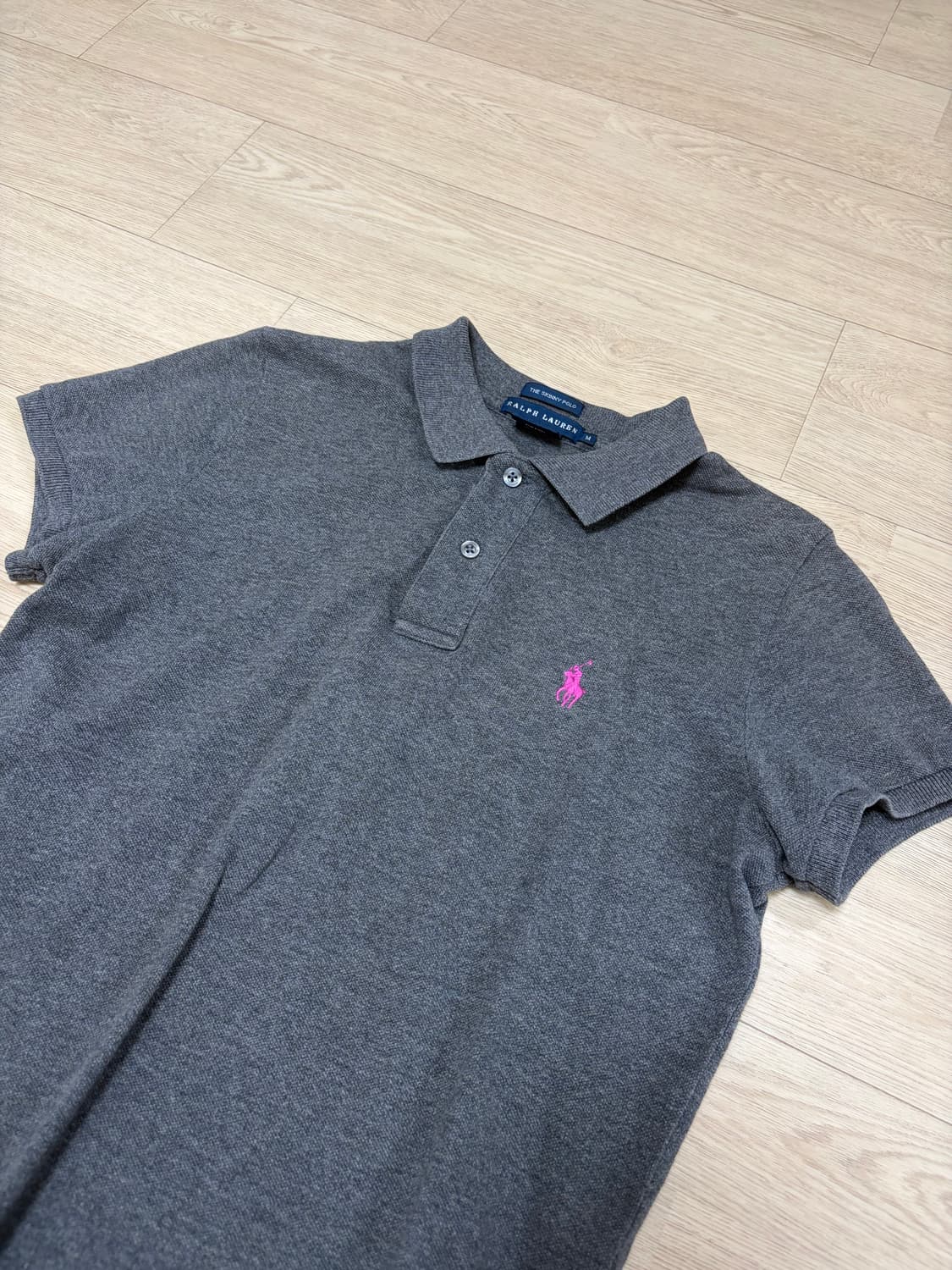 폴로 랄프로렌 스키니 카라 반팔티 그레이 M 상품이미지2