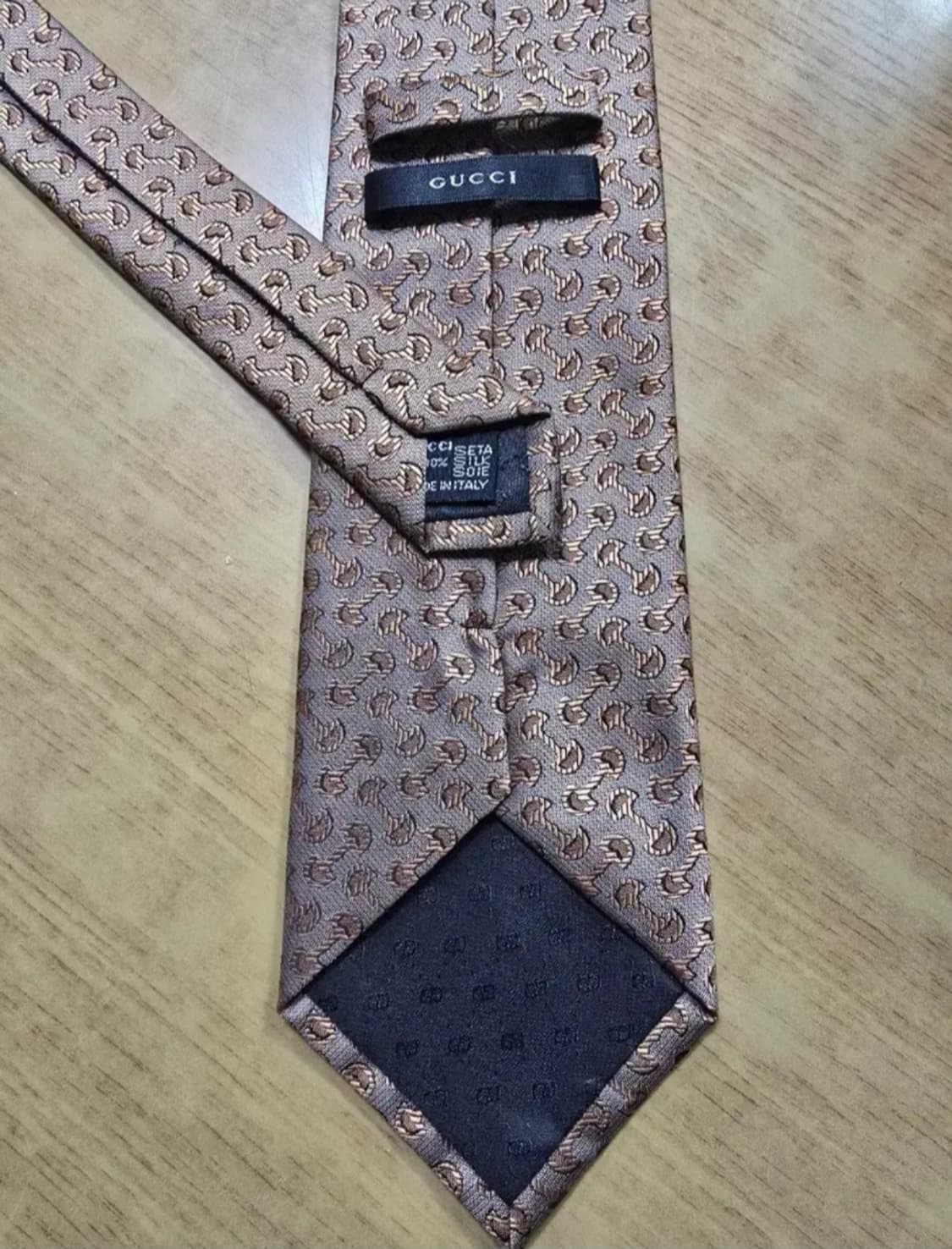 구찌 실크 남성 넥타이 브라운 패턴 상품이미지3