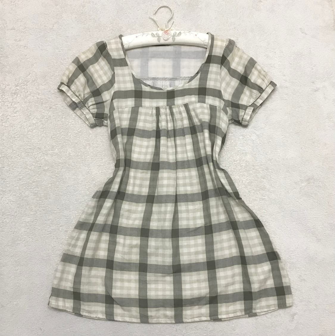 모리걸 아오이유우 그린 체크 원피스 상품이미지3