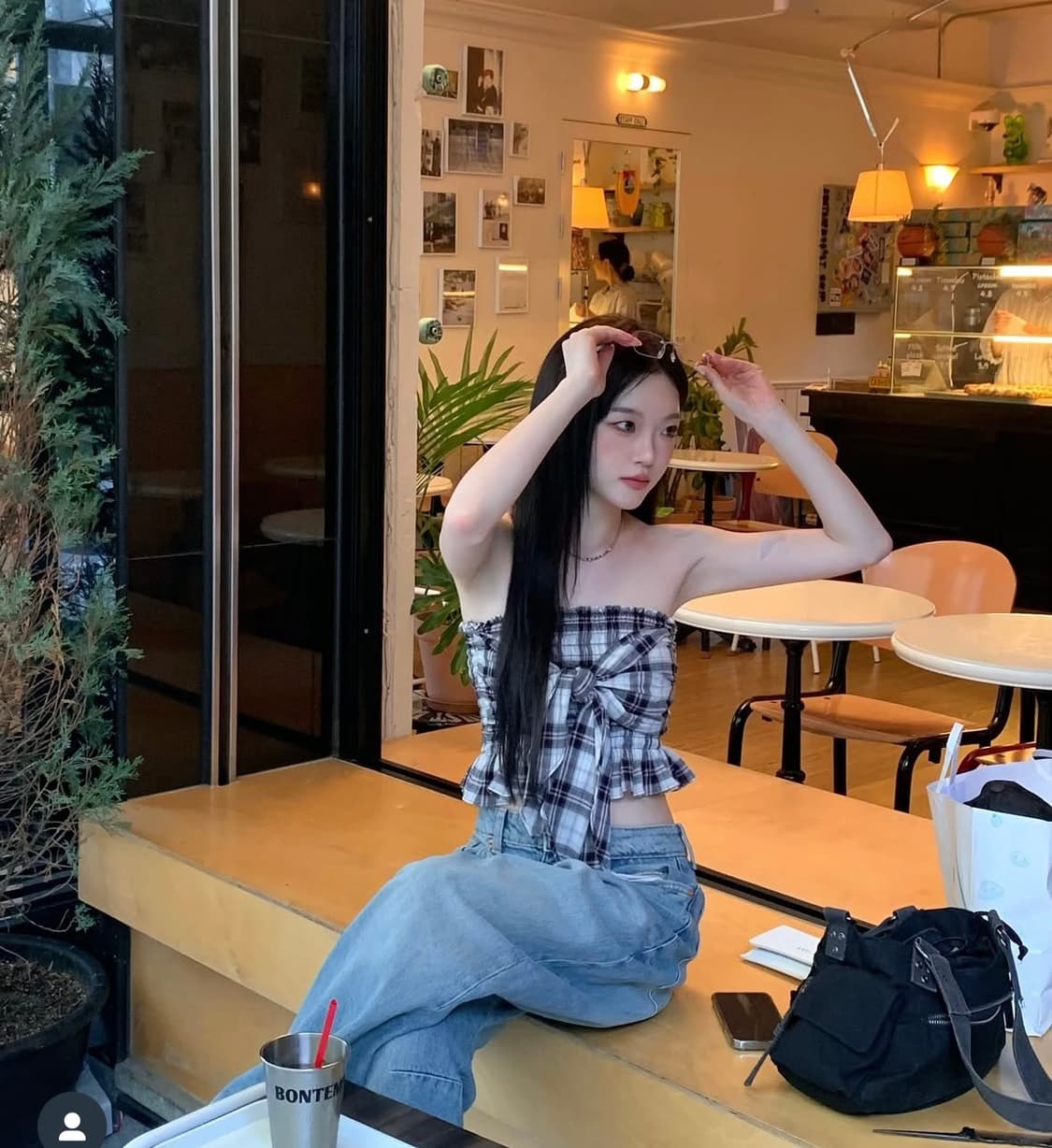 체리퀴리 체크 튜브 탑 상품이미지2