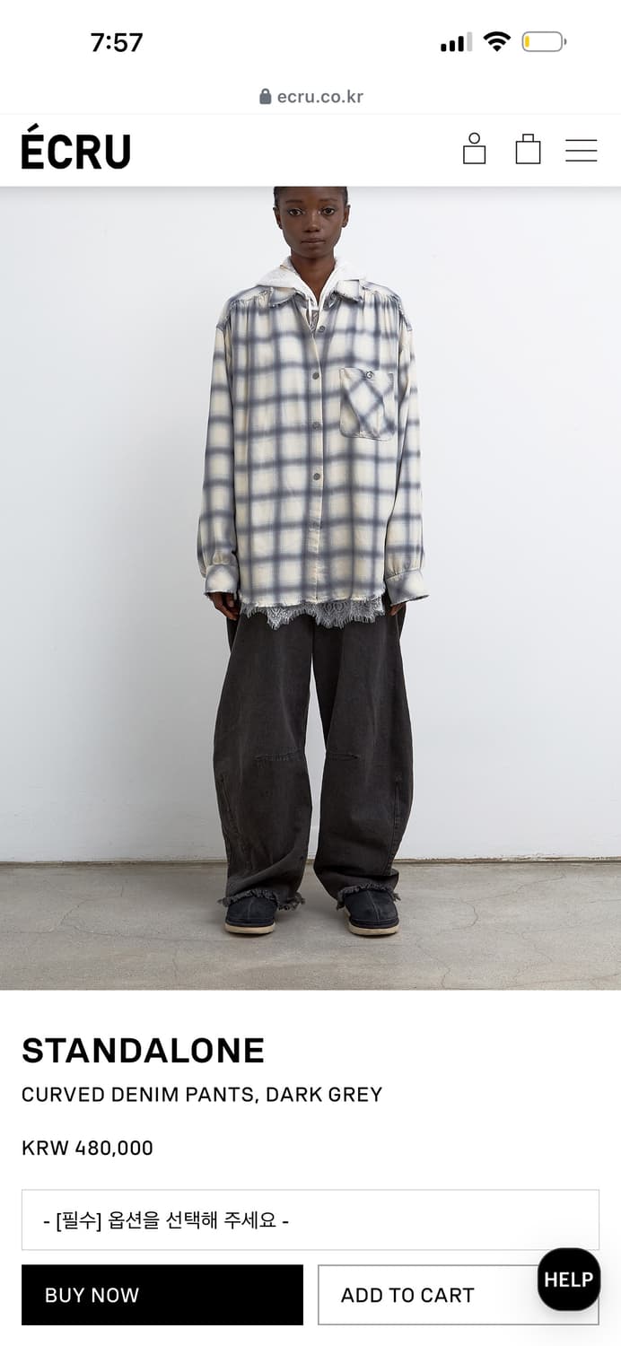 스탠드얼론 STANDALONE 그레이 커브드 데님 (1 size) 상품이미지1