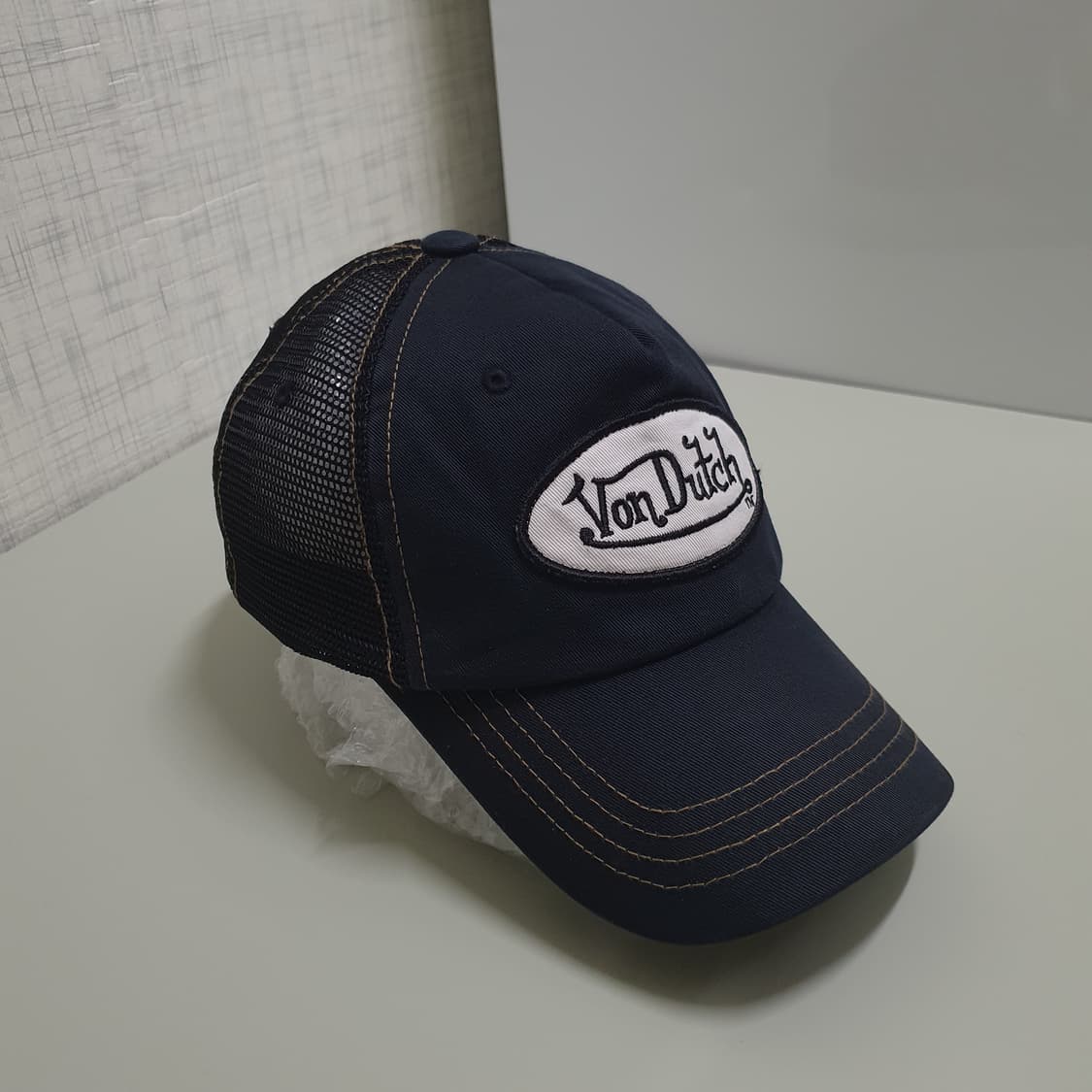 Von Dutch 본더치 스티치 빅로고 메쉬 볼캡 블랙 희귀 Y2K 상품이미지1