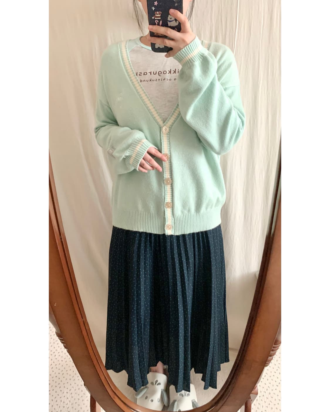 파스텔 민트 스쿨 가디건 상품이미지1