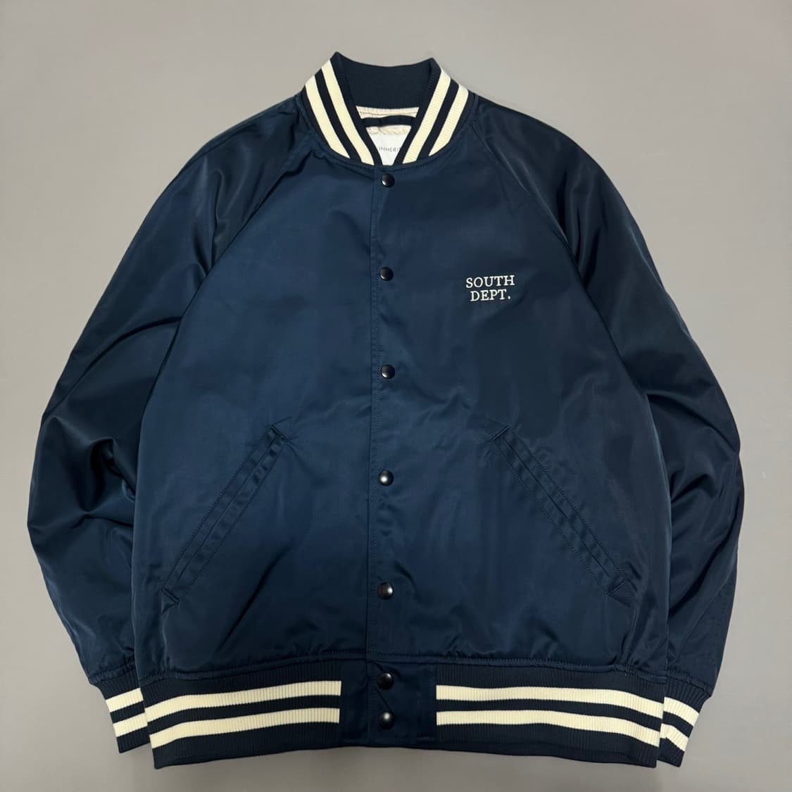 INHERIT 블루컬러 스펠링 자수로고 폴리에스터 스타디움 자켓 상품이미지6