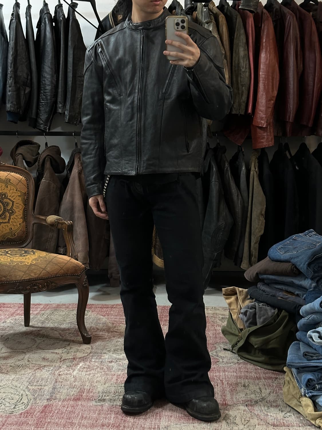 모터사이클 레더 아머 자켓 빈티지 레더 자켓 상품이미지2