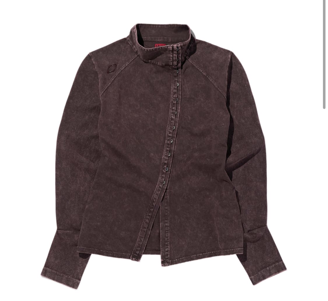 미스치프 워시드 저지 셔츠 퍼플 브라운 S 상품이미지1