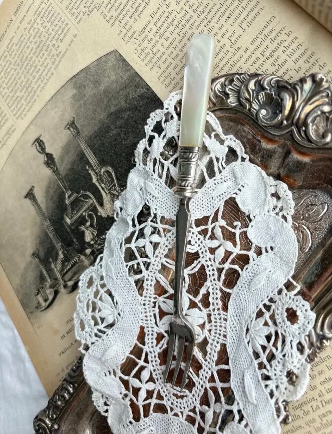 영국 앤틱 EPNS 자개 올리브포크 상품이미지2