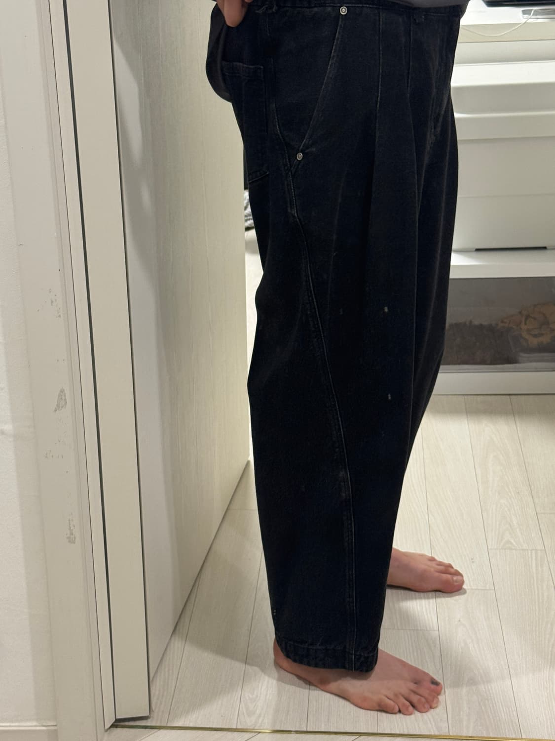 와이드 배기팬츠 데님 블랙 XL 상품이미지1