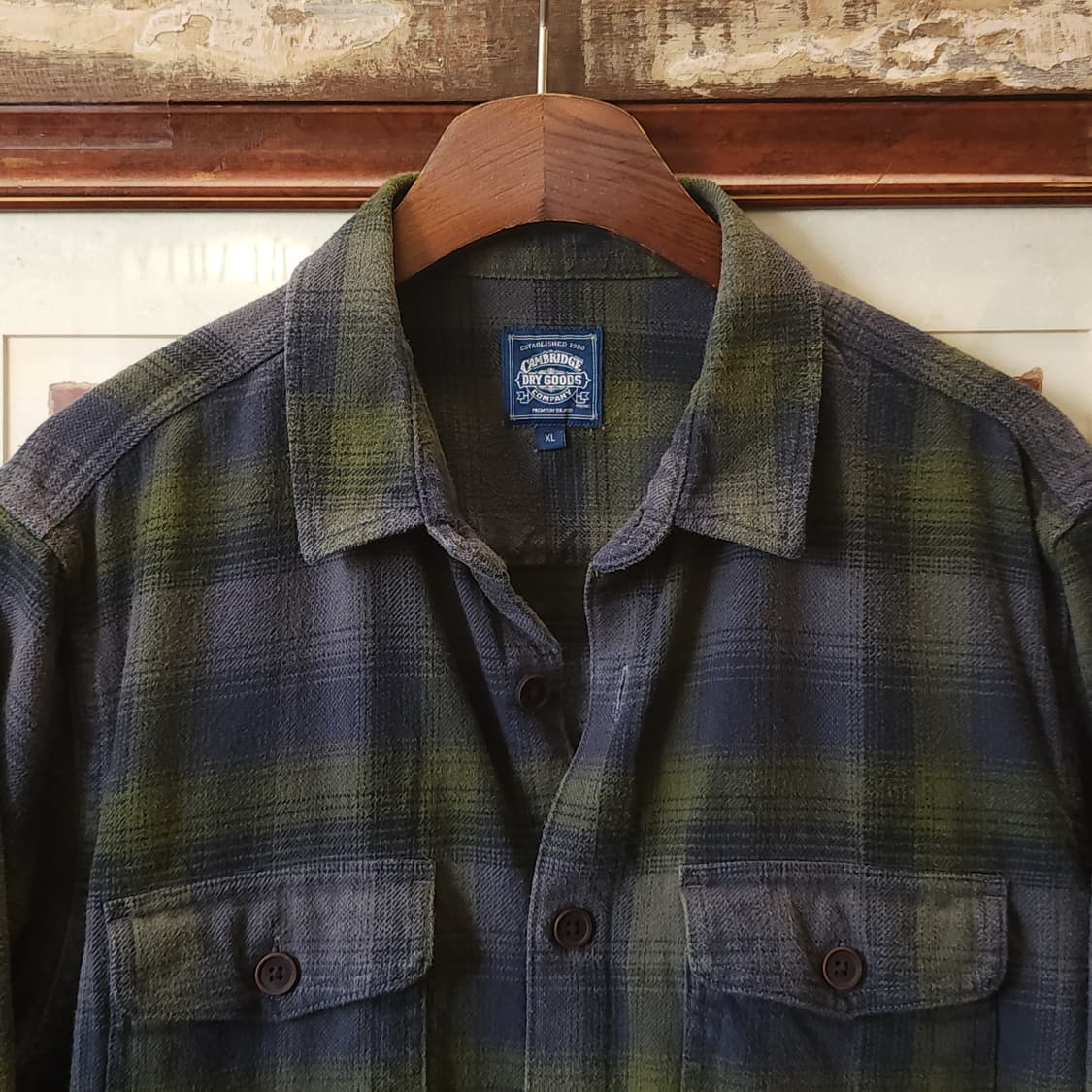90s 아메리칸 빈티지 체크셔츠 헤비 플란넬 워크셔츠 퍼플 그린 m 상품이미지5