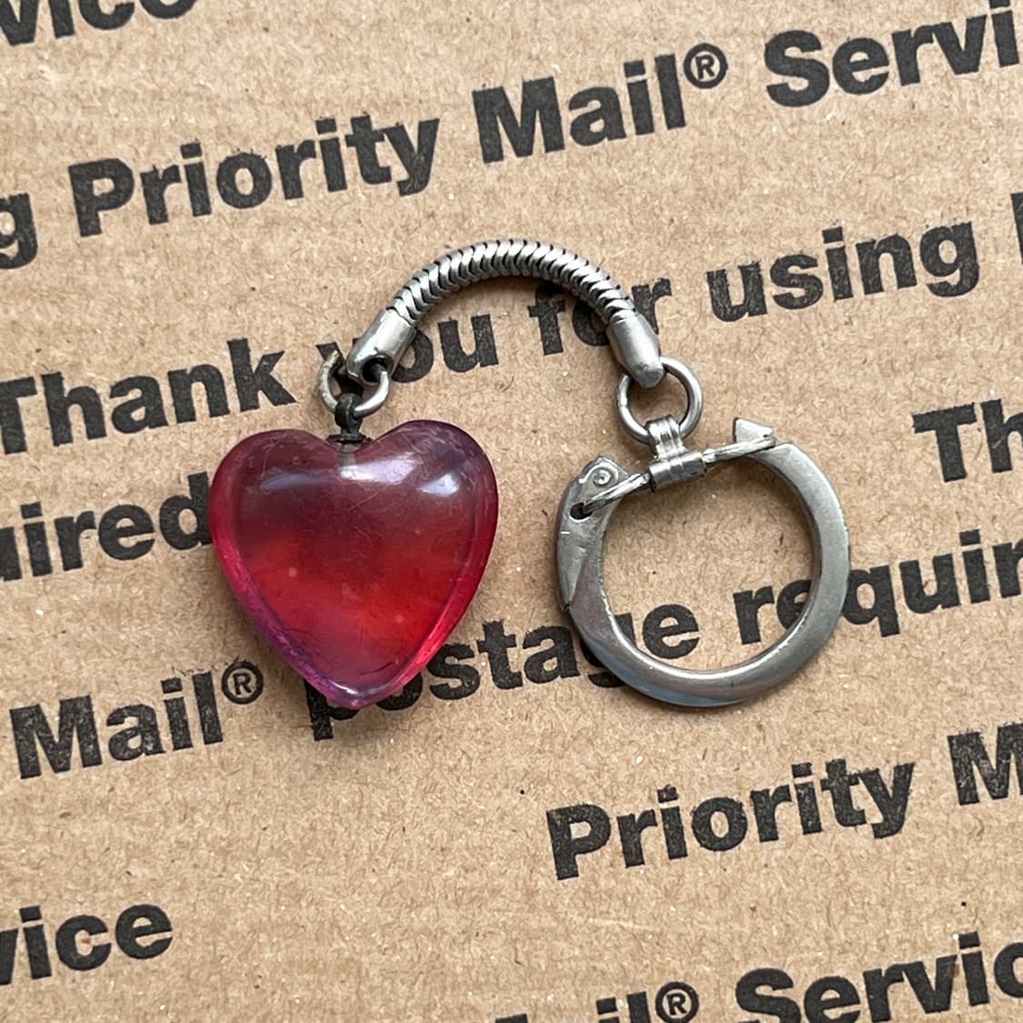 90s vtg Red Heart Charm Keyring 상품이미지2