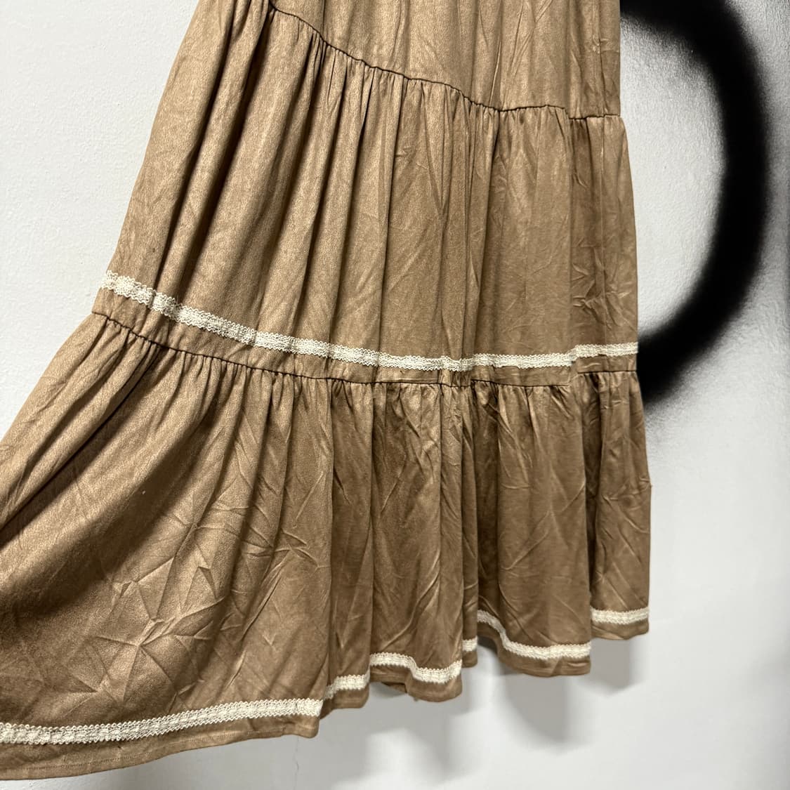 VTG 빈티지 러블리 브라운 캉캉 플레어 롱스커트 상품이미지5