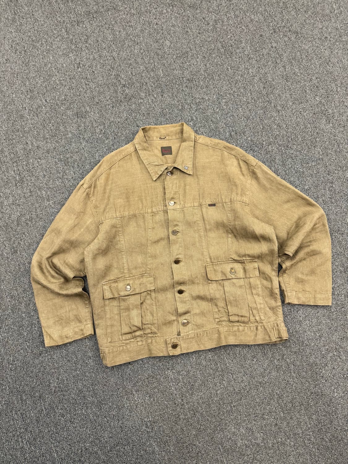 M)Papas 빈티지 자수 포인트 카키 몬순 셔츠 자켓 상품이미지2