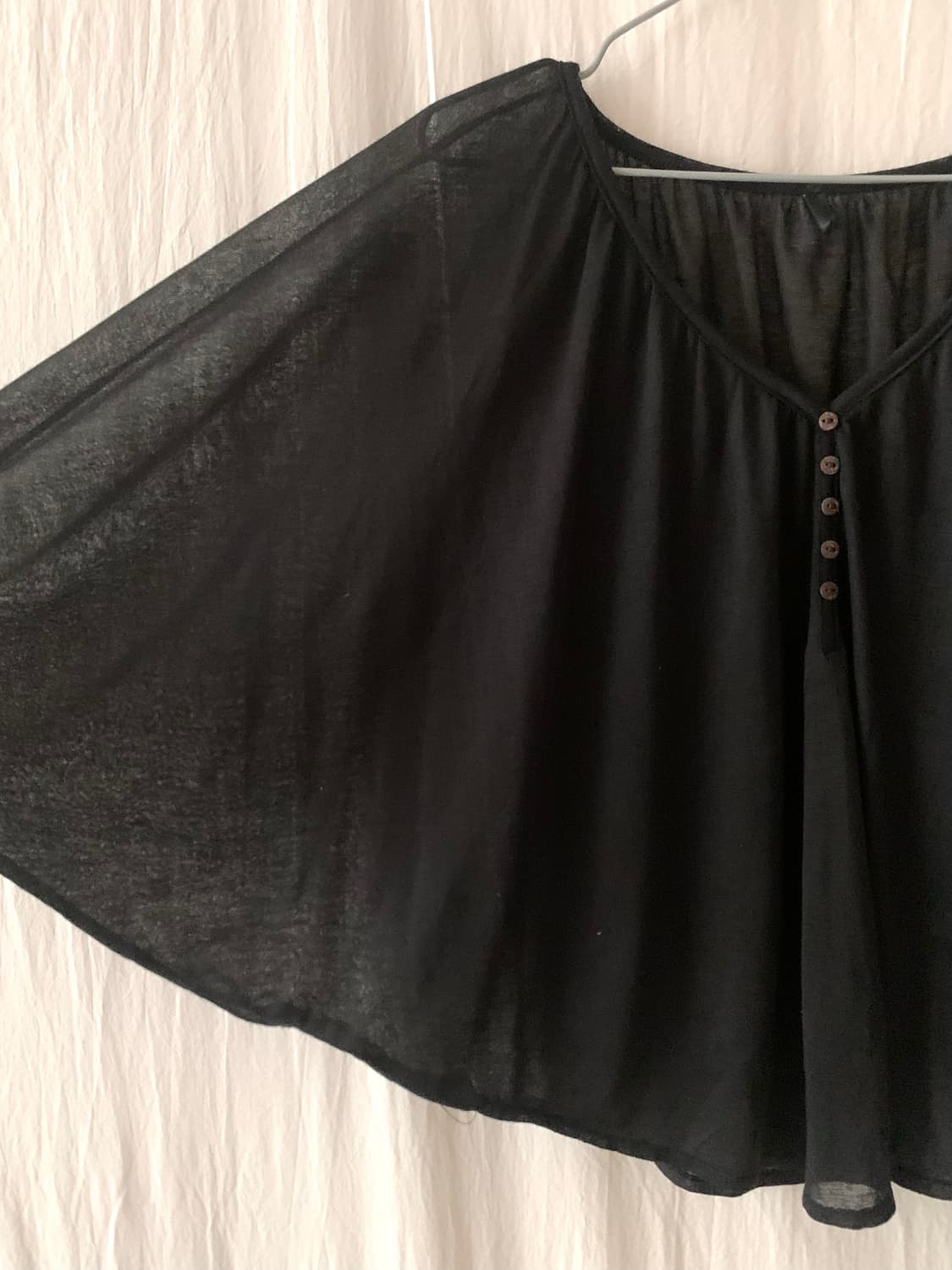 블랙 시스루 판쵸 블라우스 상품이미지3