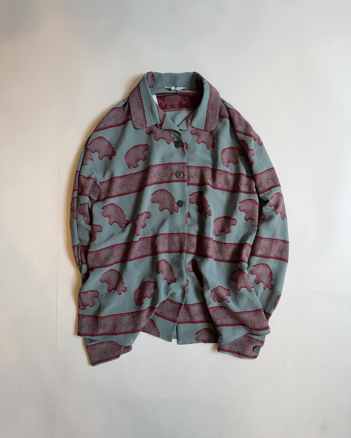 Sage Green Animal Pattern Shirt 상품이미지1