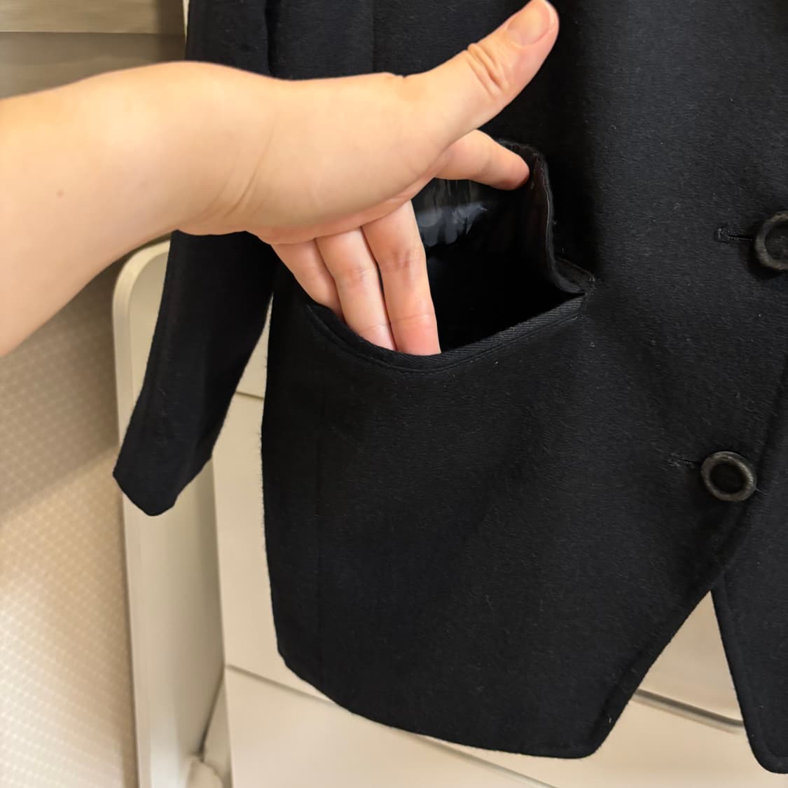 블랙 벨벳 카라 로고 울 핏좋은 자켓 상품이미지7