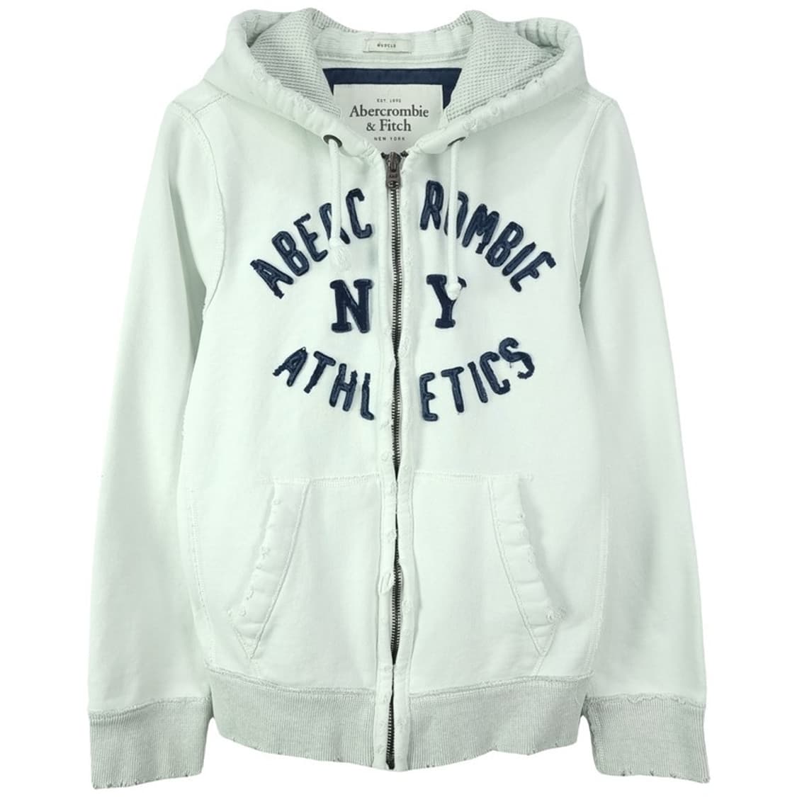 [아베크롬비] Y2K 빈티지 로고 패치 화이트 후드 집업 M18845 상품이미지2