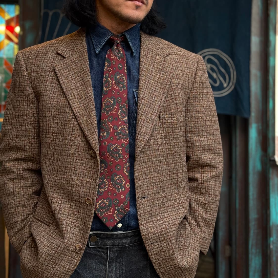 80‘s 에르메네질도 제냐 체크패턴 울 자켓 100-105 상품이미지8