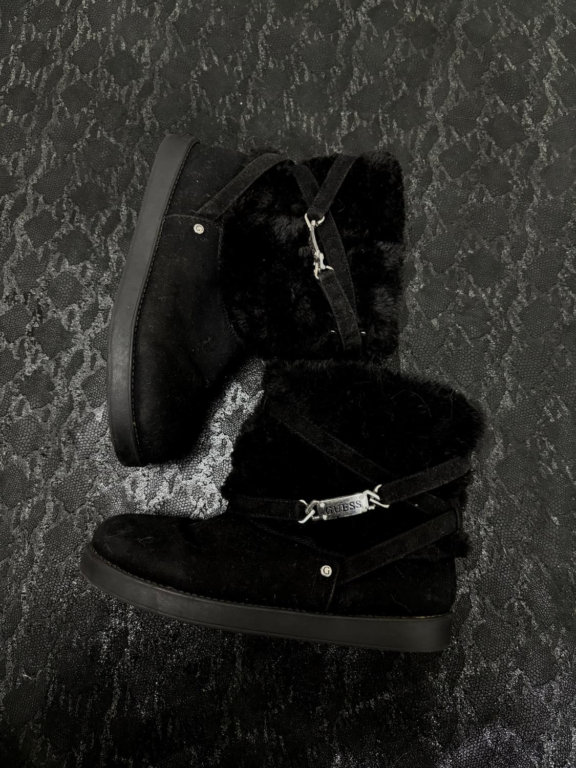 “Guess”00‘s Rare Design Bondage Black Fu 상품이미지3
