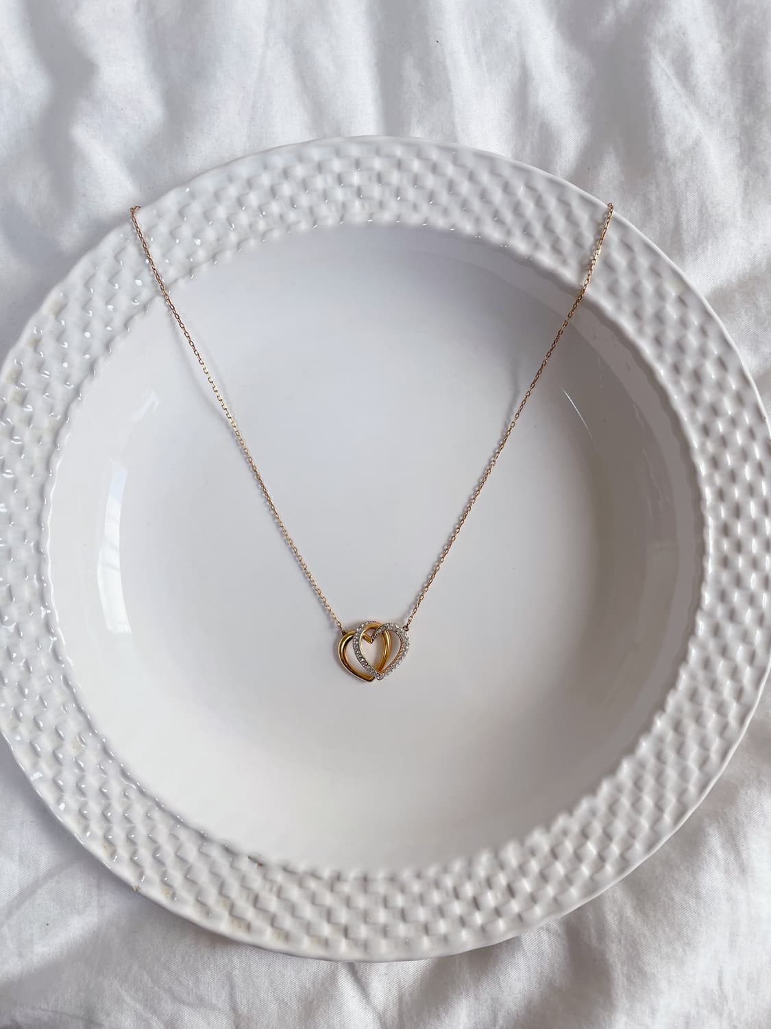 스와로브스키 정품 디어 하트 목걸이 네크리스 골드컬러 크리스탈 더블하트 상품이미지1