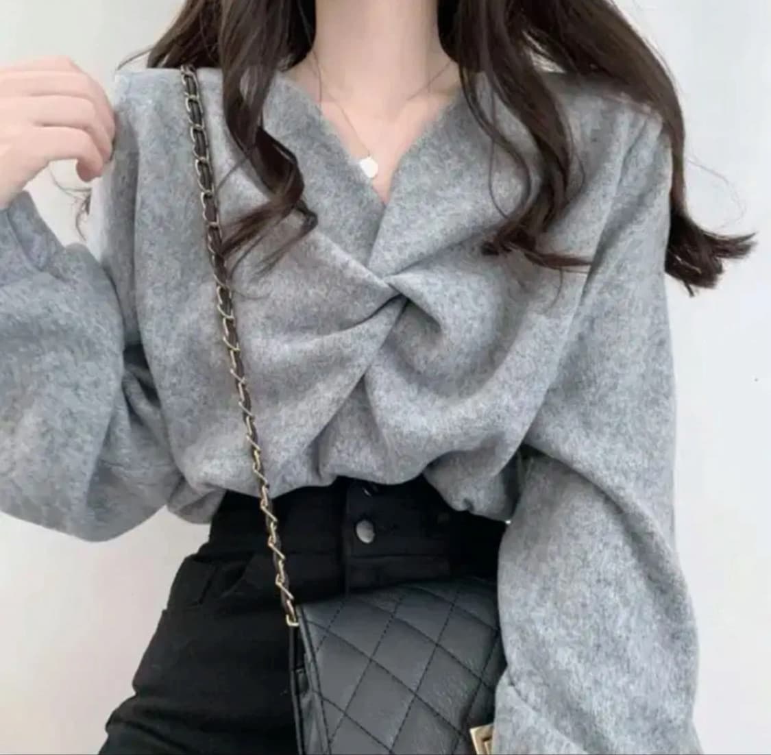 소프트 기모 꼬임 니트 티셔츠 상품이미지1