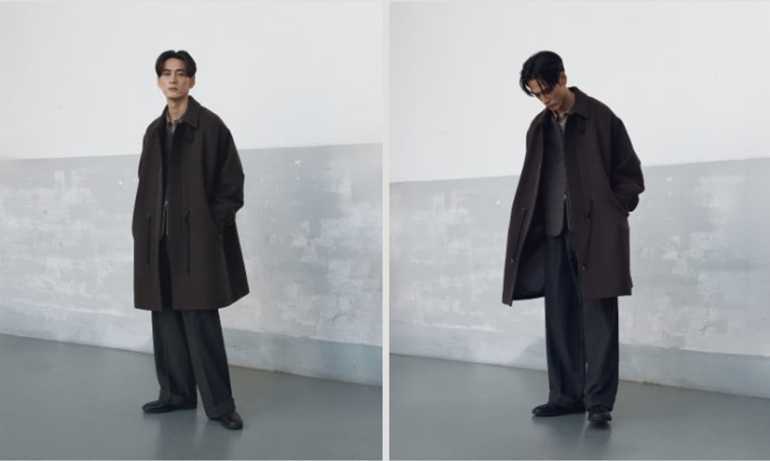 [25aw 신상]어나더오피스 라이브러리 울 모즈 코트 차콜브라운2사 상품이미지3