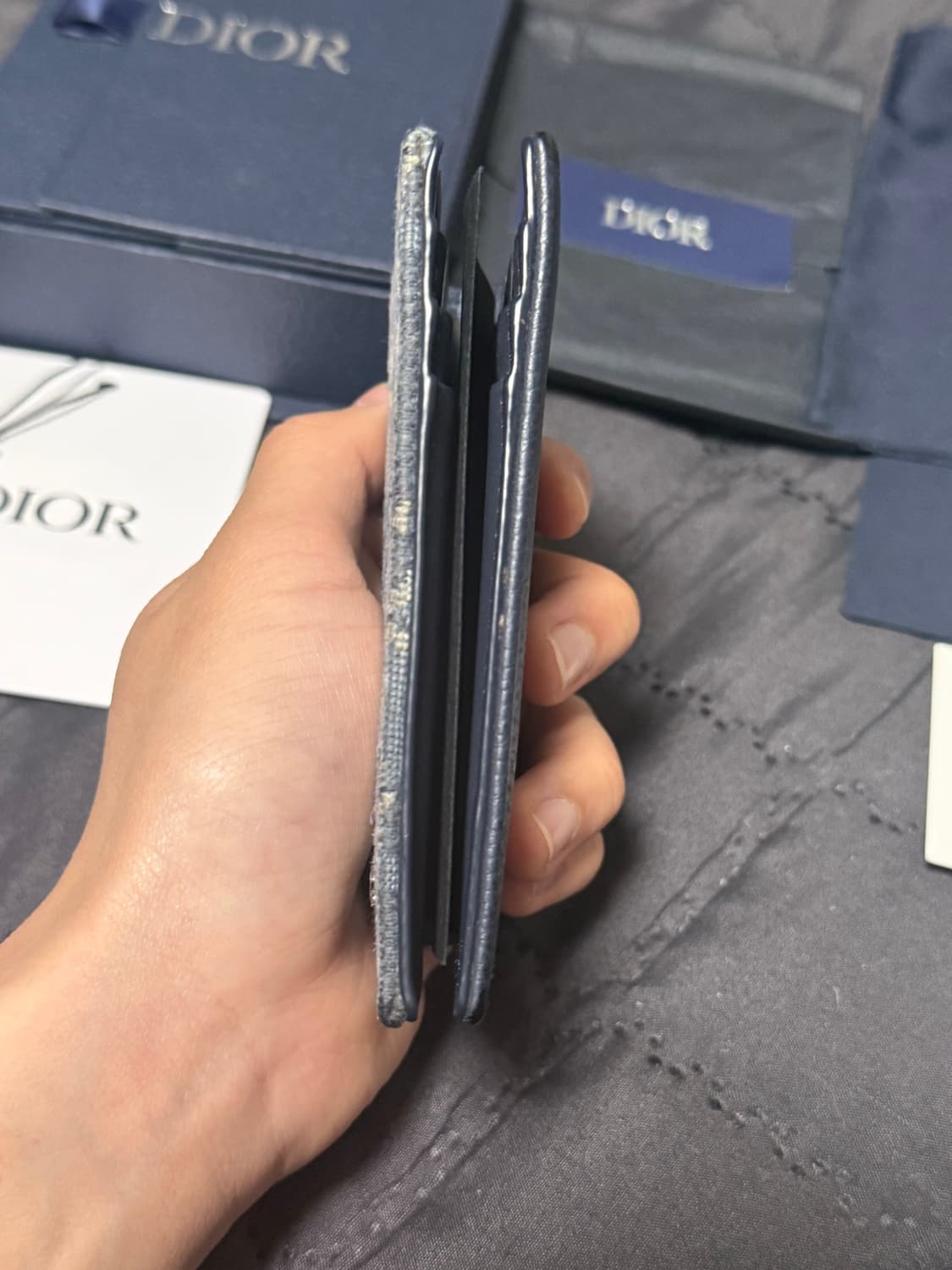 디올 오블리크 자카드 새들 오거나이저 카드지갑 블루 상품이미지9