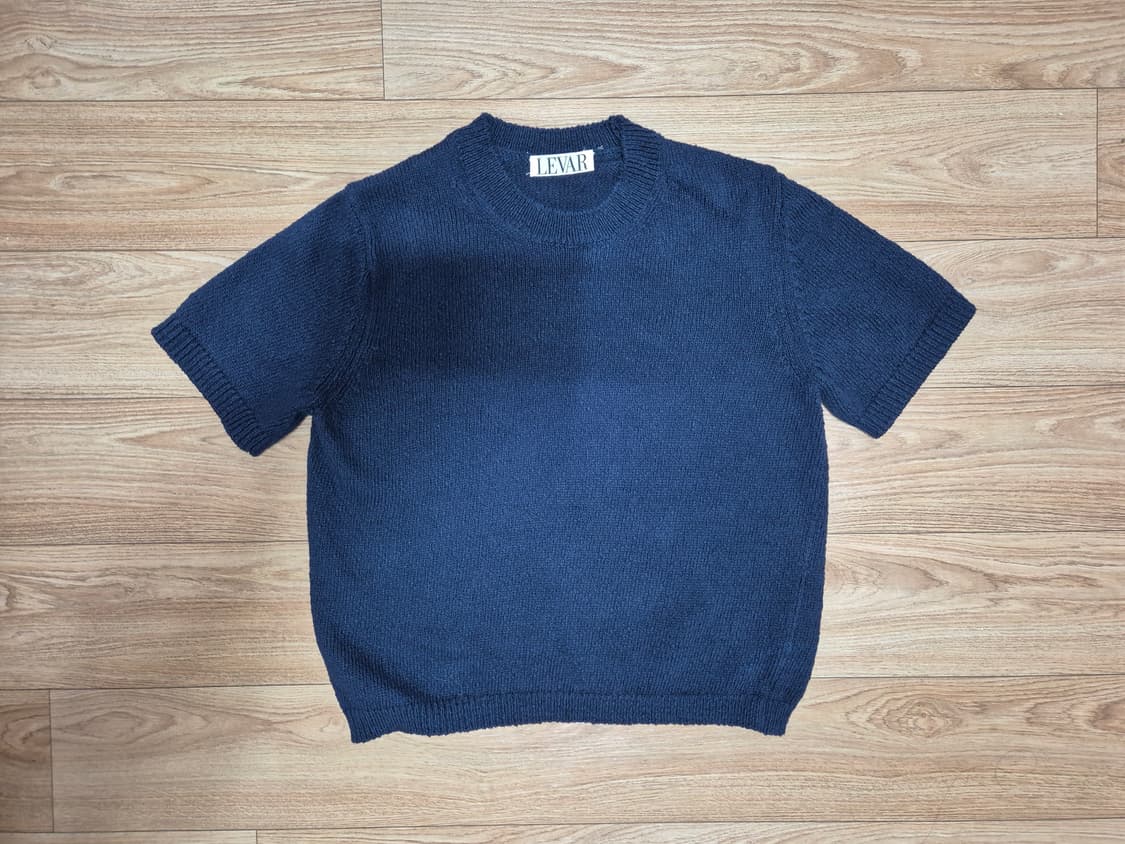 르바 Levar 부클 반팔 니트티 (네이비) 상품이미지2