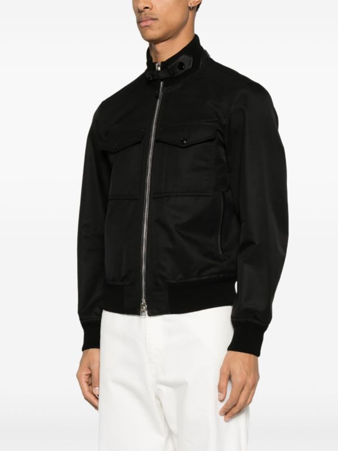 톰포드 레더트리밍 코튼 포켓 실크 트윌 봄버 자켓 상품이미지1