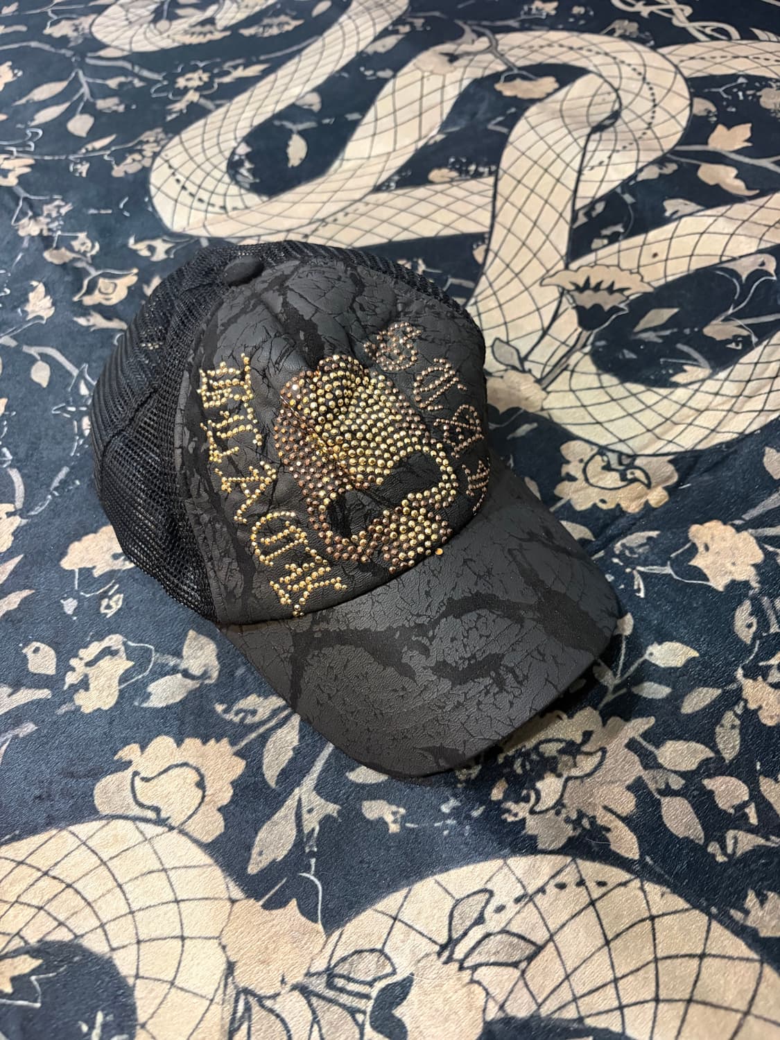 Rockchic cubic skull crack Mesh Cap 상품이미지1