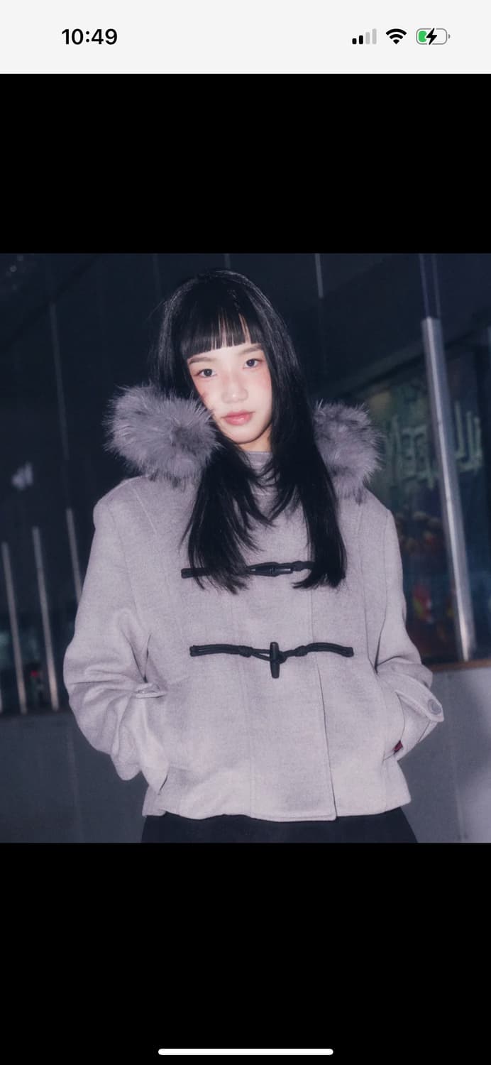 로긴앤로지 후디 퍼 하프 코트 그레이 상품이미지1