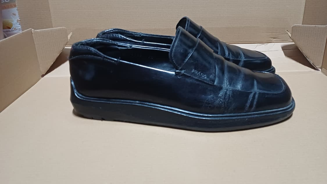 빈티지 프라다 로퍼 스퀘어토 블랙 구두 265 상품이미지2