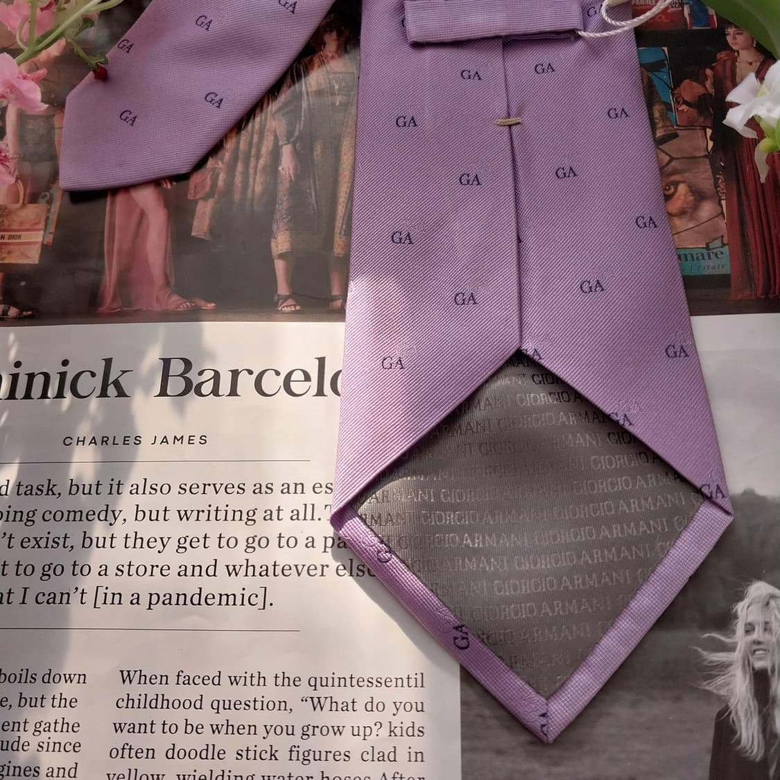 조르지오 아르마니 실크 연보라 자카드 넥타이 9.2cm 새제품 K1644 상품이미지7
