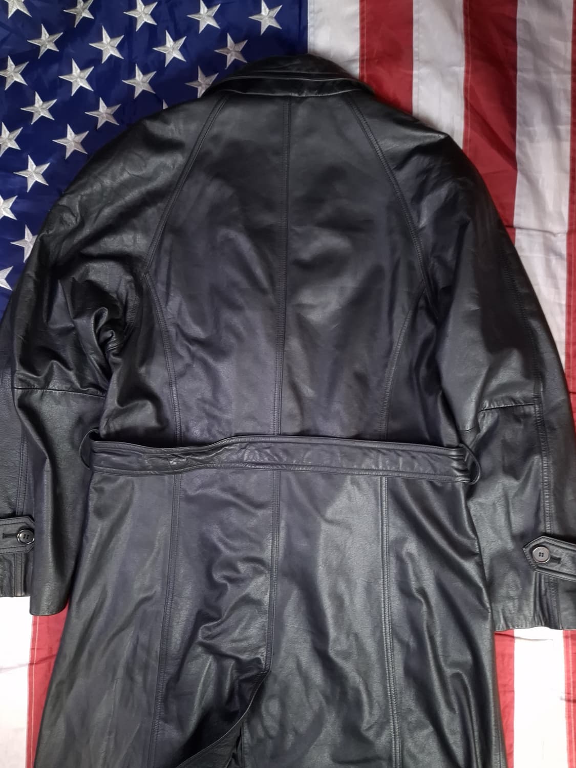 새제품급 90's 국내산 리얼레더 싱글 트렌치코트 상품이미지9