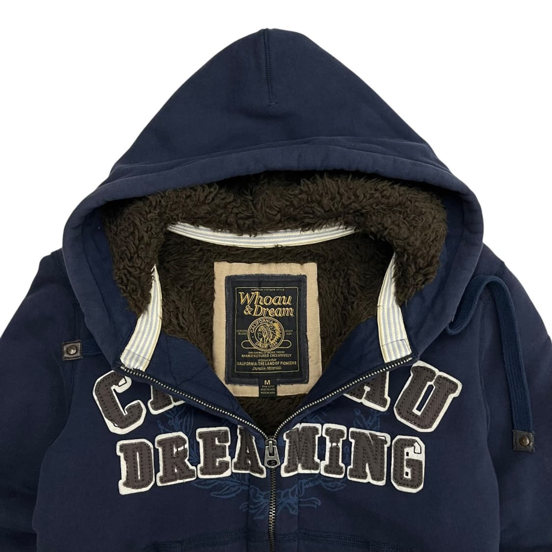 후아유 브라운로고 네이비 울프죠 후드집업 M 상품이미지5