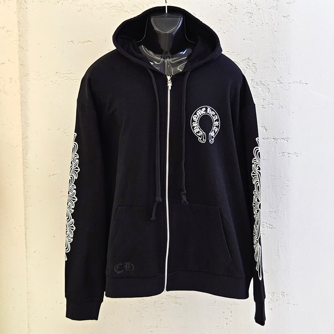 [XXL] 크롬하츠 홀스슈 플로랄 후드 집업 블랙 B1222C264 상품이미지3